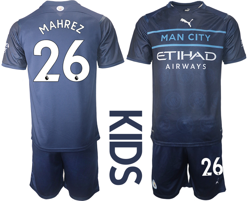 Youth 2021-2022 Club Manchester City away blue #26 Soccer Jersey